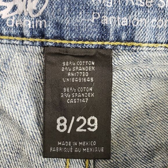 Mossimo Women’s Jean Shorts Sz 8/29 High Rise Denim Stretch Blue Button Fly Raw - Picture 6 of 7